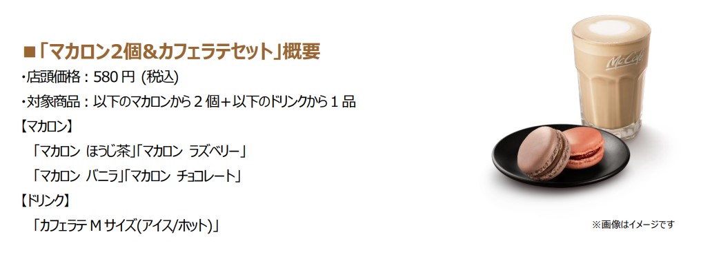 「マカロン2個＆カフェラテセット」（580円）