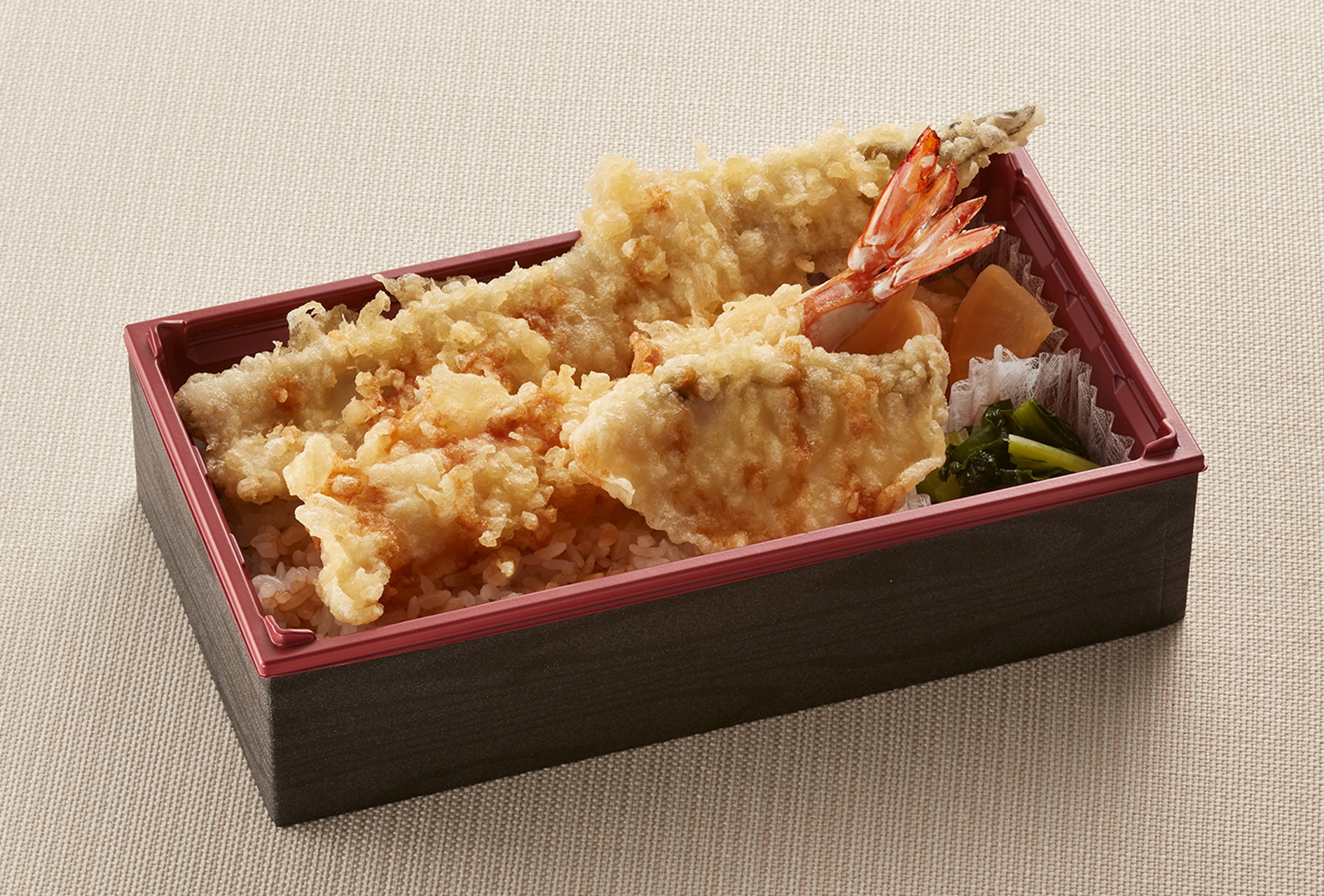 「ごちそう天重弁当（秋）お新香・野沢菜漬け付」（1000円）