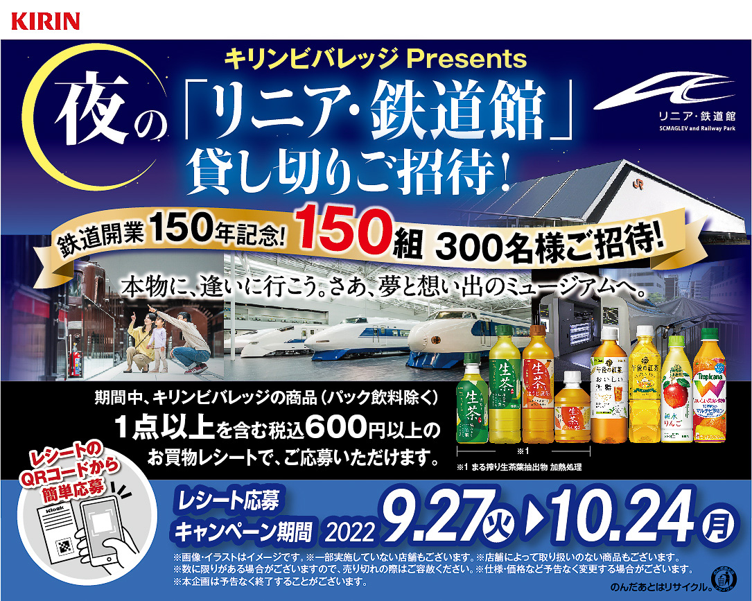 東海キヨスク限定イベントとして夜の「リニア・鉄道館」への貸し切り招待企画を実施