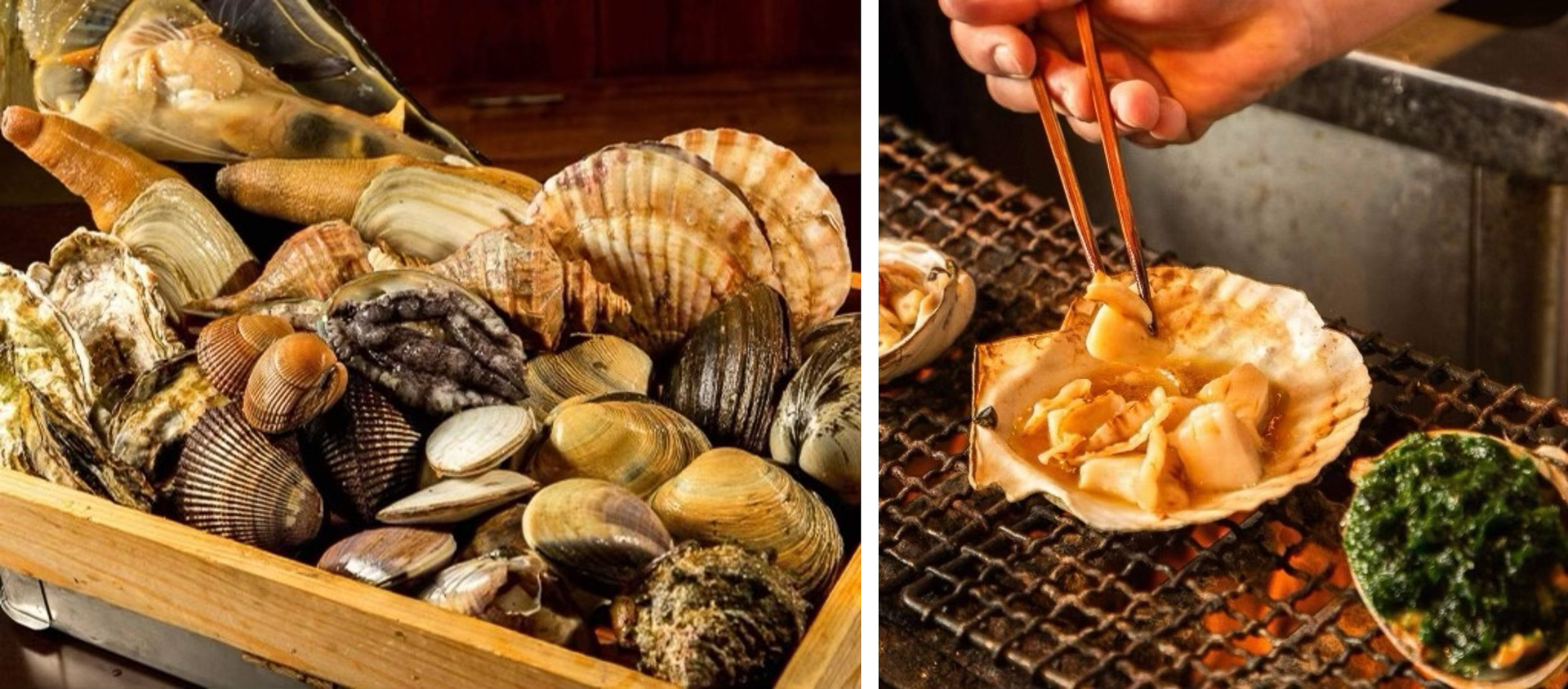 「焼貝あこや」（貝料理）