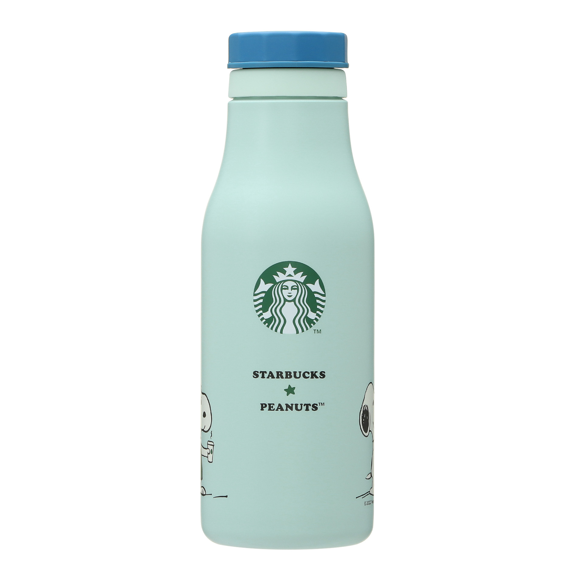 「ステンレスロゴボトルPEANUTS 473ml オフホワイト/グリーン/ブルー」（各4900円）