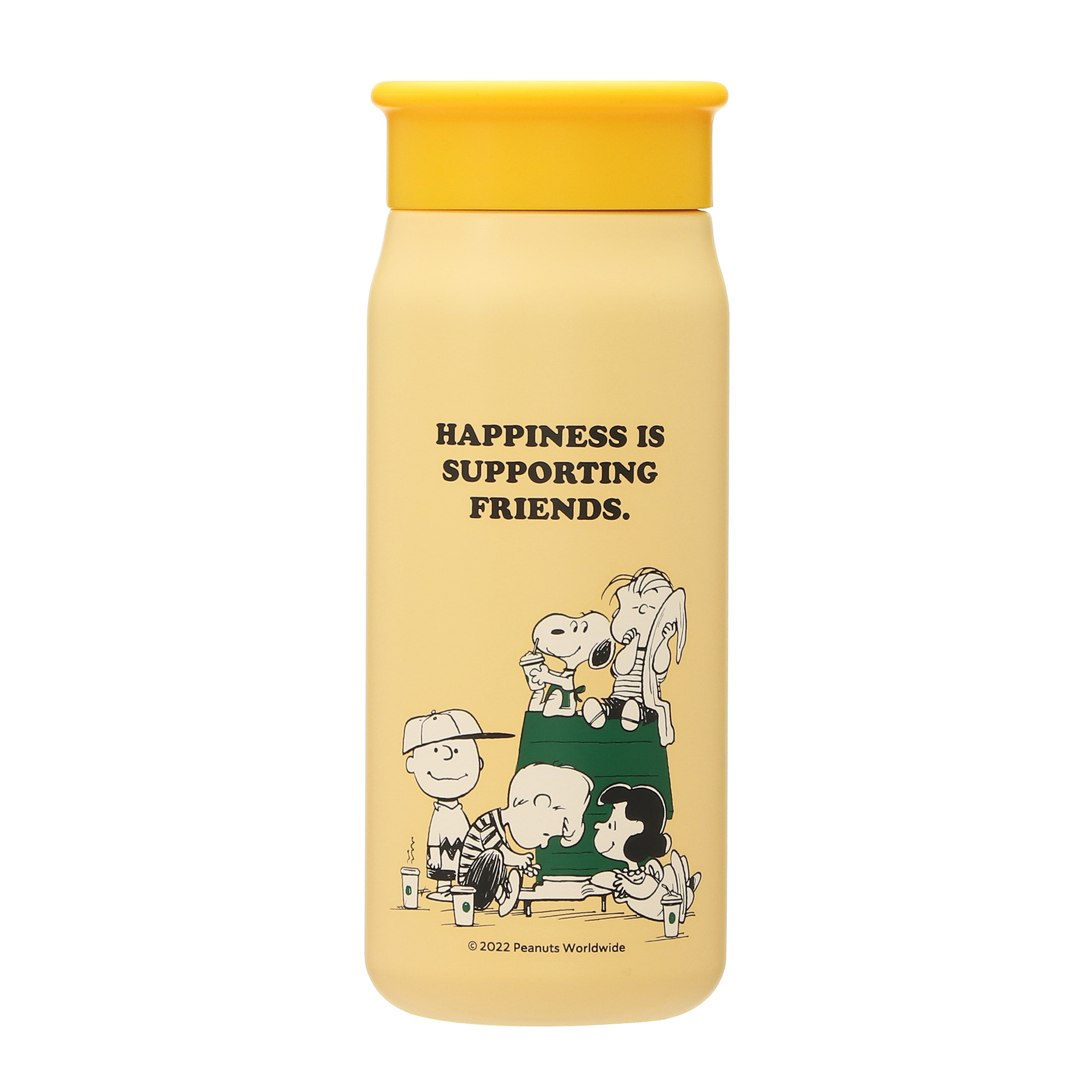 「ステンレスミニボトル PEANUTS 355ml オレンジ/イエロー」（各4700円）