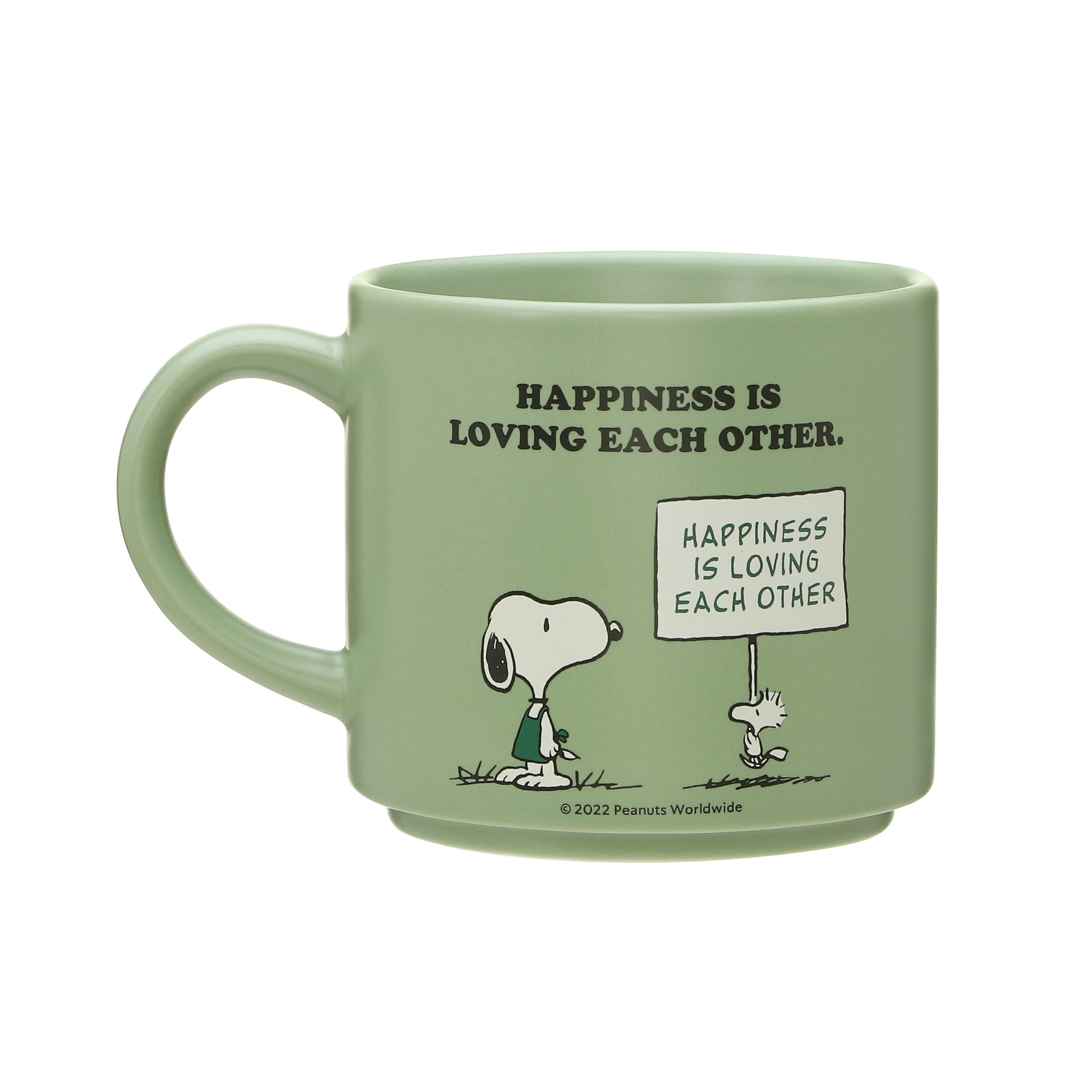 「スタッキングマグ PEANUTS 355ml グリーン/ピンク/グレー」（各2900円）