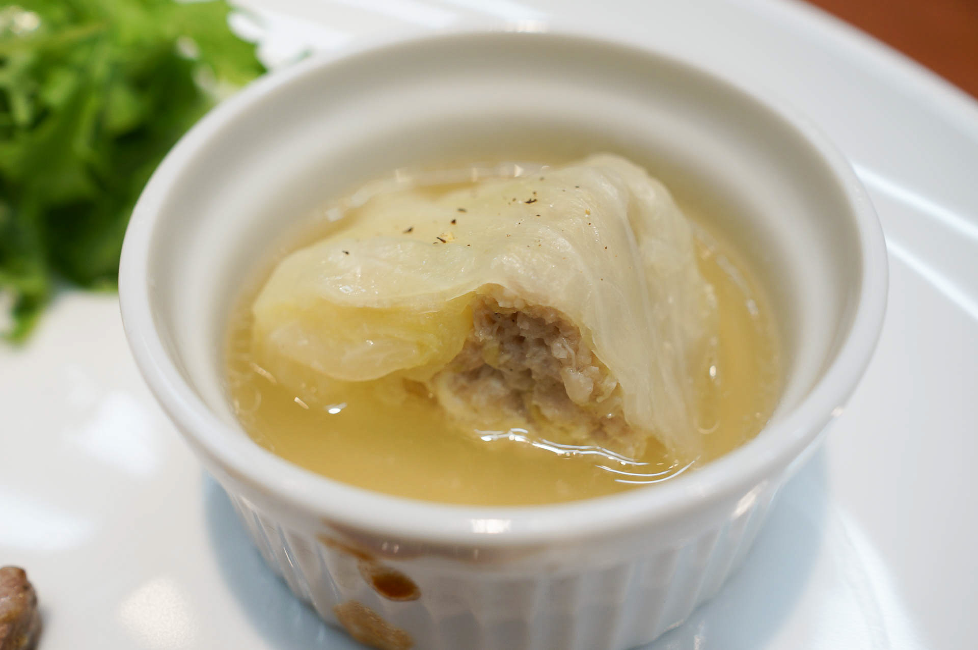ロールキャベツ。スープも入っているので、寒い日にも最適
