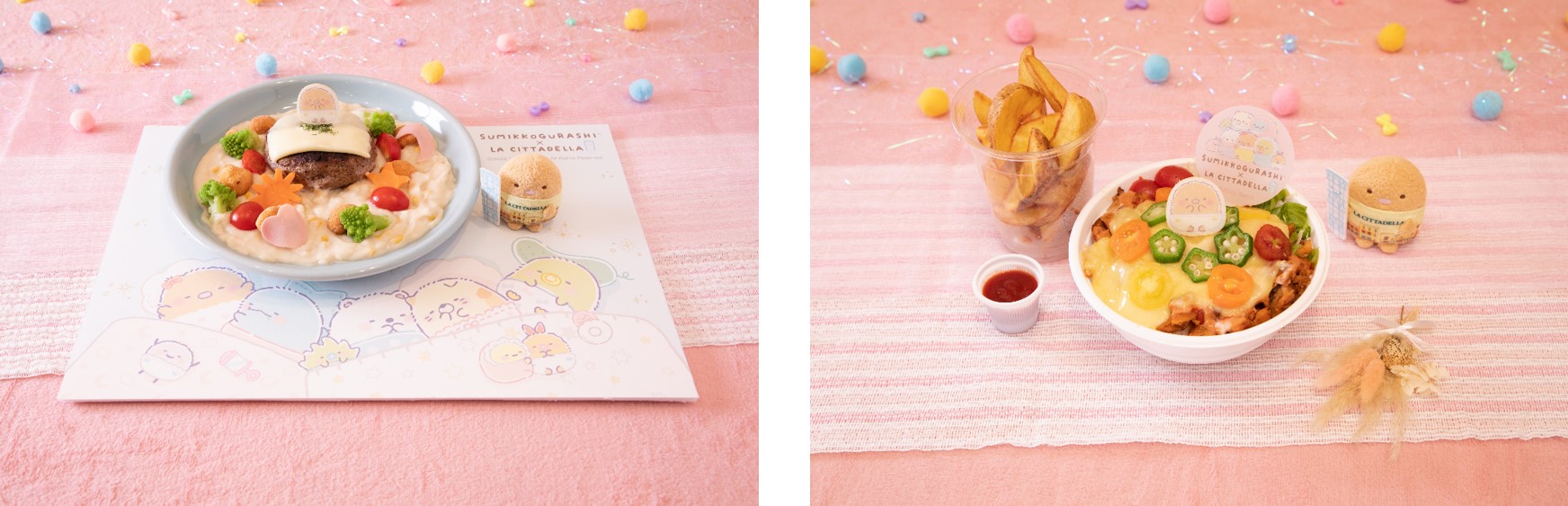 とろとろシチューのまっしろハンバーグ/カラフルチーズケバブ丼＆ポテトセット