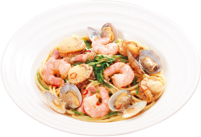 「魚介たっぷりペペロンチーノ」（759円）