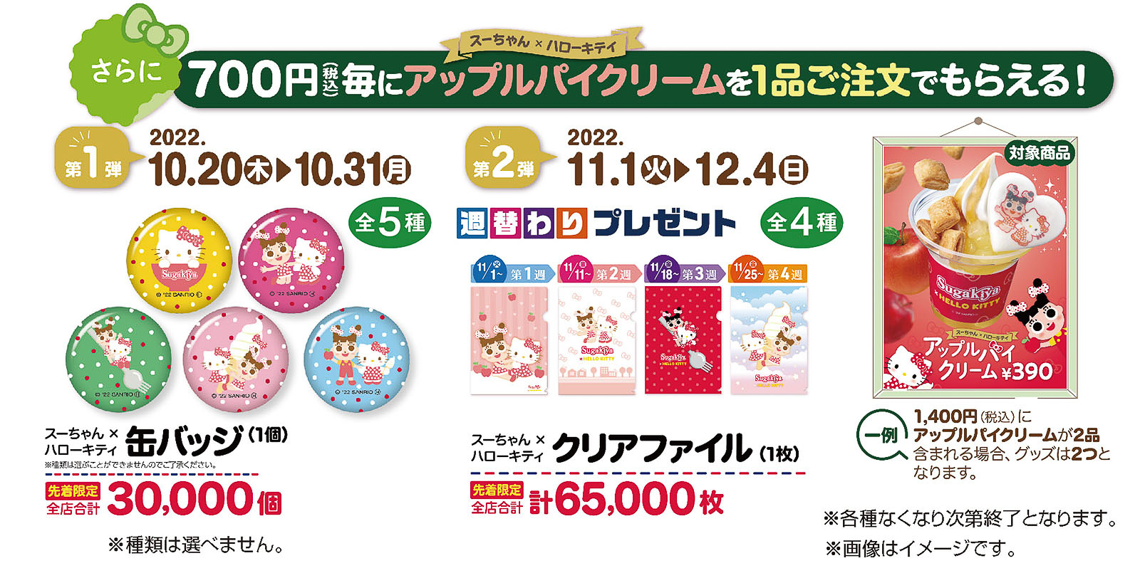 スガキヤでは「ハローキティ」とのコラボレーションキャンペーンを実施中