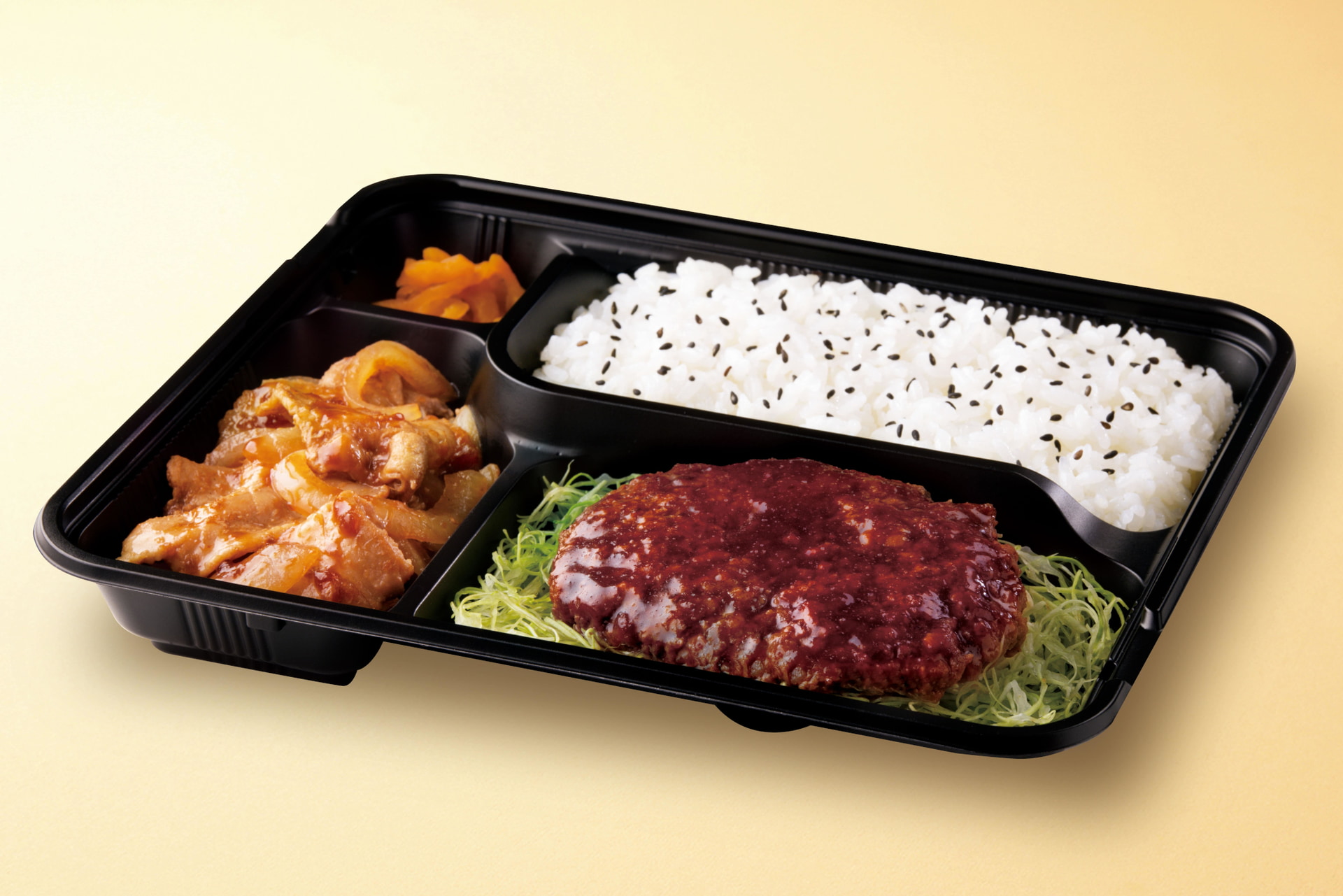 直火焼デミハンバーグ生姜焼き弁当