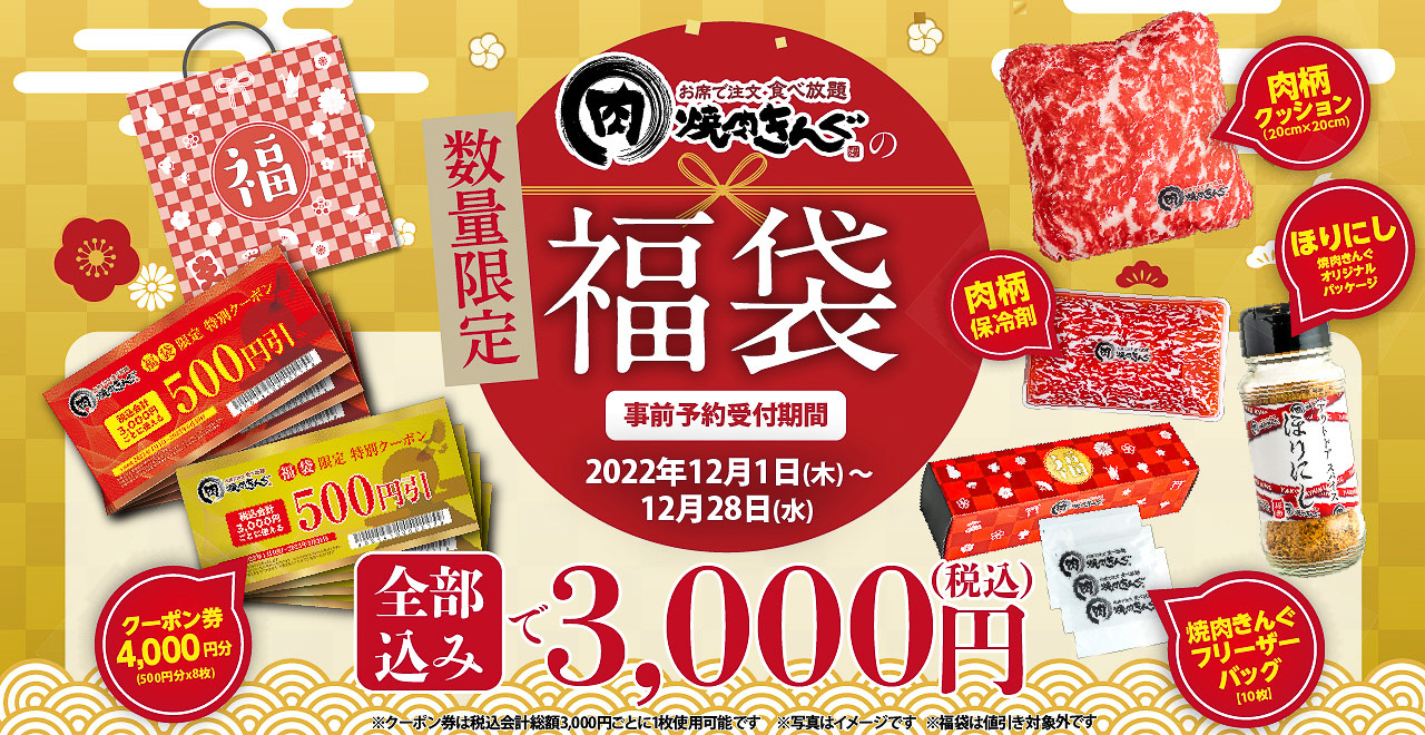 2023年「焼肉きんぐ」の福袋（焼肉きんぐのWebサイトより）