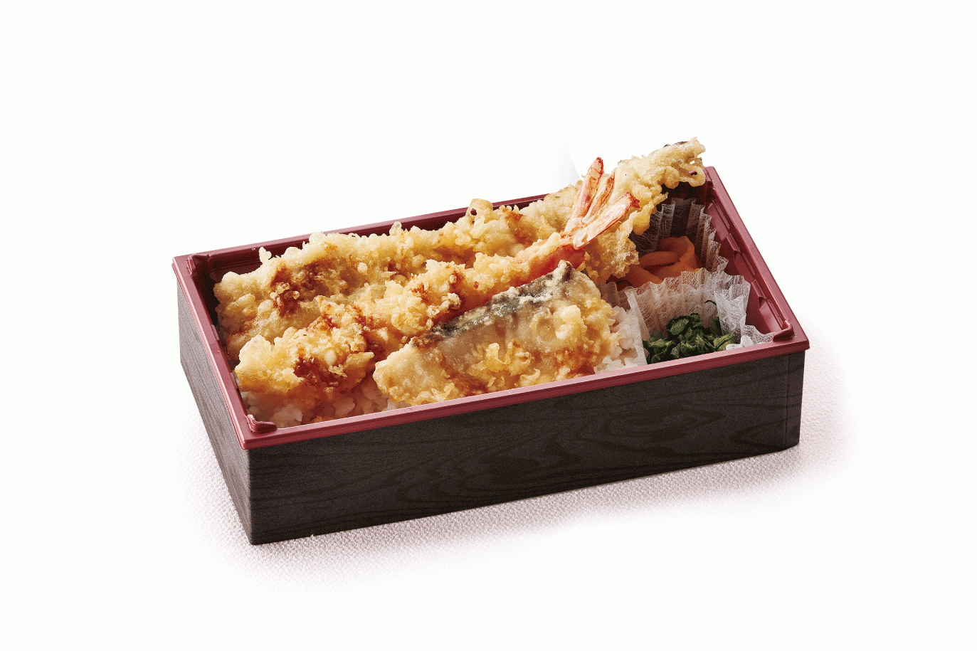 「天然車海老のごちそう天重弁当 広島菜・お新香付」（1000円）