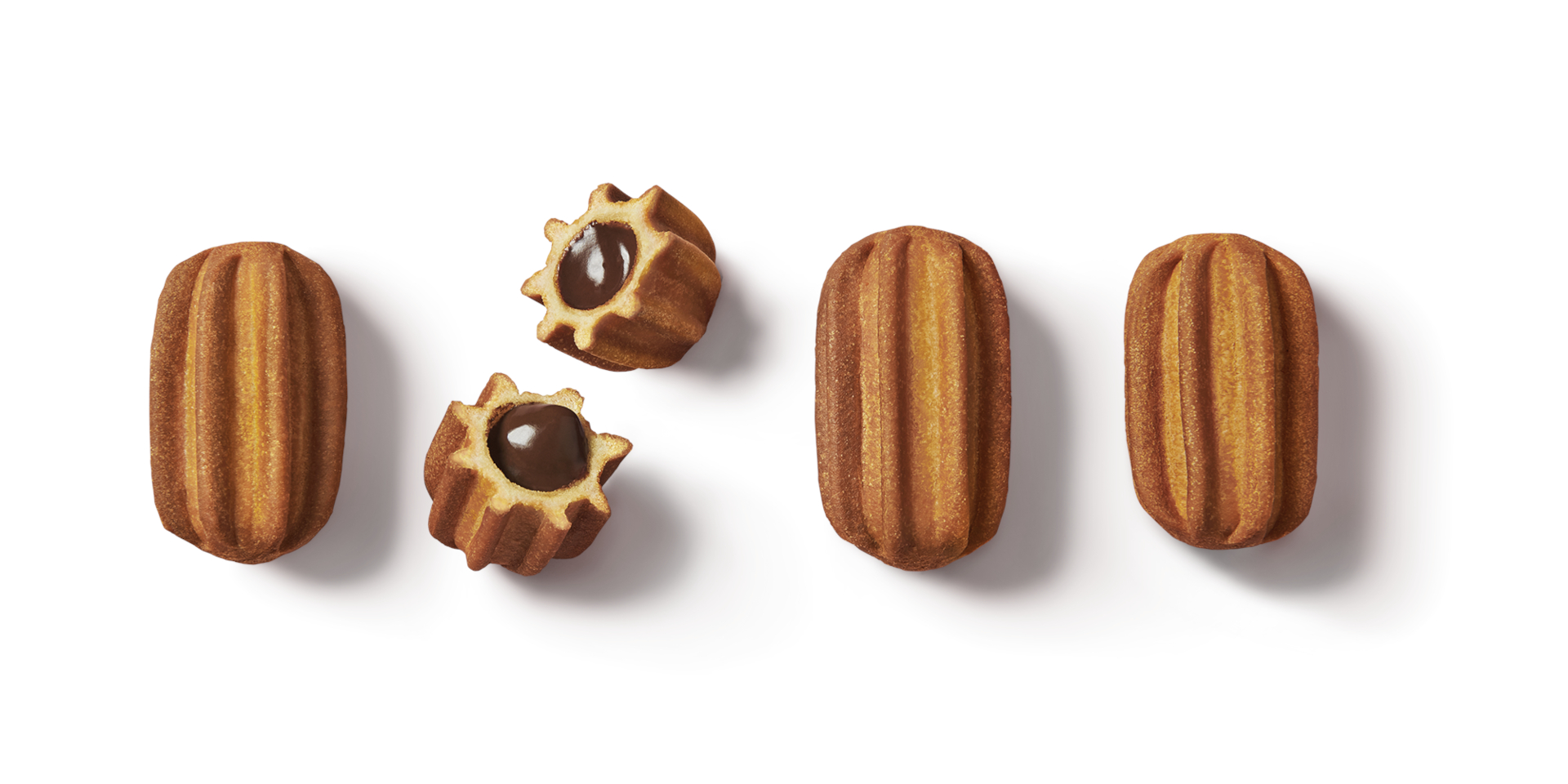 香ばしいサクサク生地にとろーりとしたくちどけのチョコクリームが入った「ひとくちチュロス」がリニューアルして再登場。4ピース入りで、小腹がすいた時や食後のデザートにおすすめ