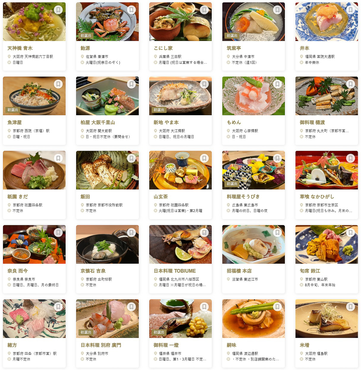 食べログ 日本料理 百名店 2023 WEST