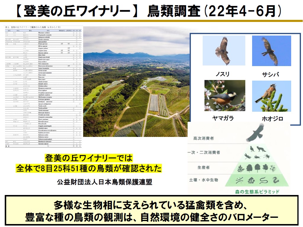 生物多様性の維持を行なう登美の丘ワイナリー