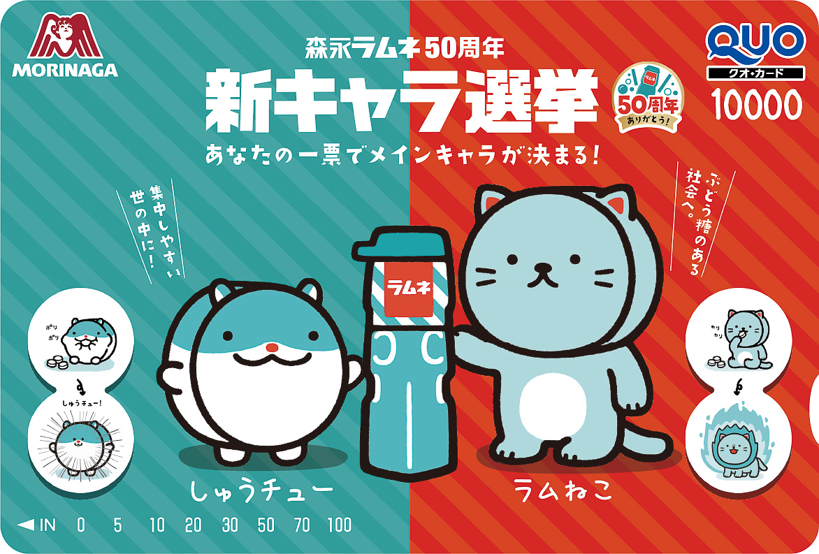 オリジナルQUOカードと森永ラムネを抽選で10名にプレゼントするTwitterキャンペーンも実施中