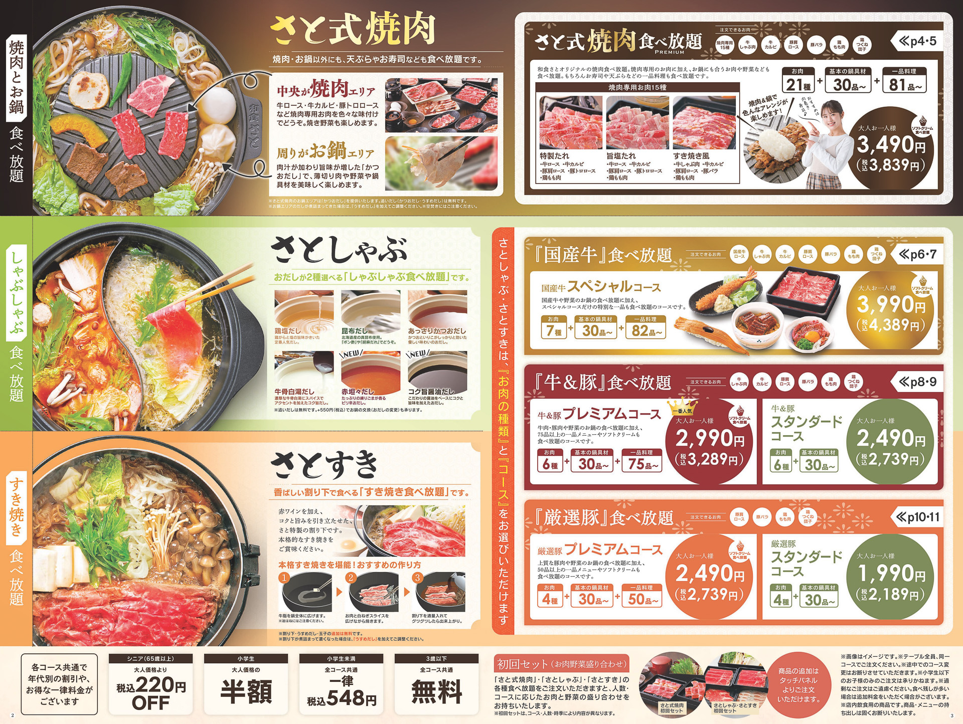 食べ放題メニュー「さと式焼肉」「さとしゃぶ」「さとすき」