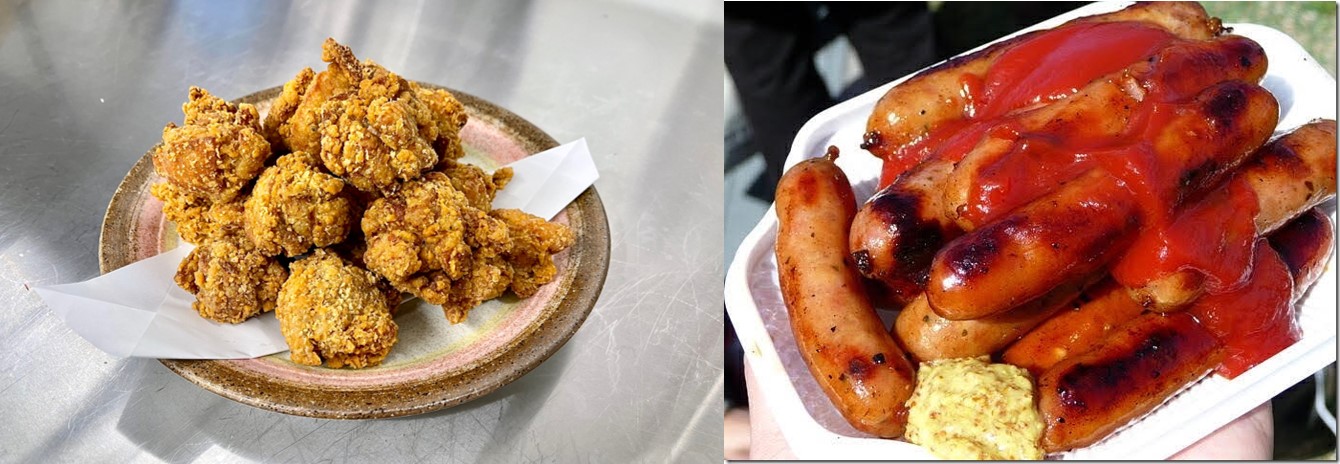 上州ぐんま王道の醤油からあげ＜からあげ うみんちゅ・和みや おかむ（群馬県前橋市）＞、モリモリソーセージ＜喜作（千葉県千葉市）＞