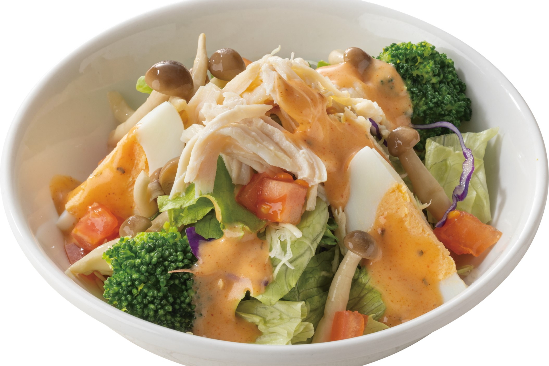 「蒸し鶏とキノコのサラダS（1人前）」（450円）