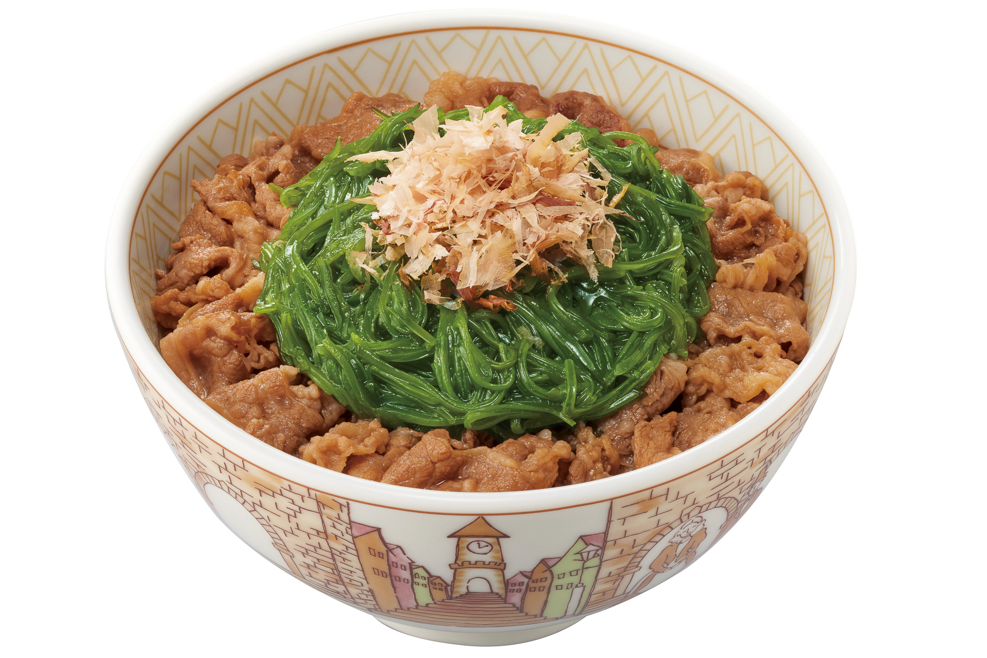 「たっぷりめかぶ牛丼」（ミニ530円、並580円、中盛760円、大盛760円、特盛910円、メガ1060円）