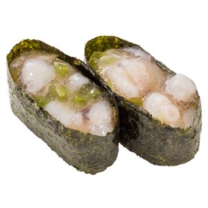 「たこわさぐんかん」（2貫110円）