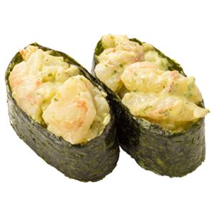 「赤えびバジルマヨぐんかん」（2貫110円）