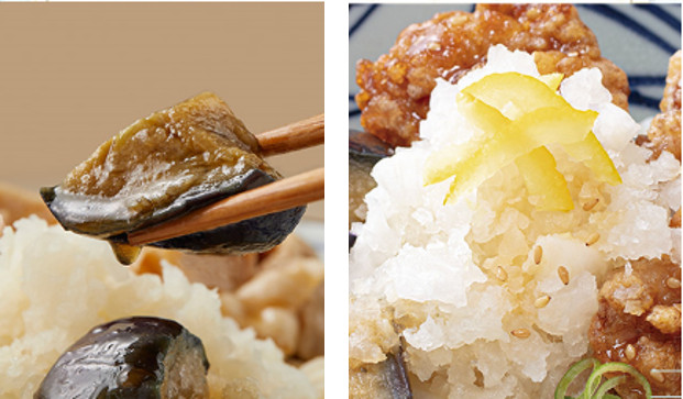 だしの旨みが染み出る“なすの揚げ浸し”と“刻み柚子”