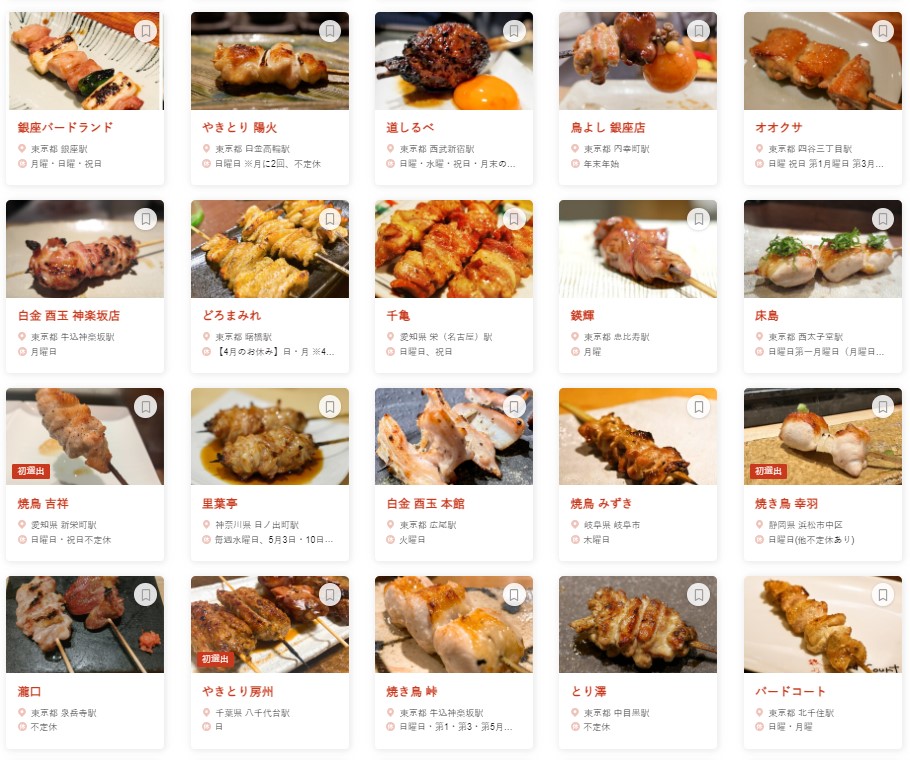 「食べログ 焼き鳥 百名店 2023」EAST