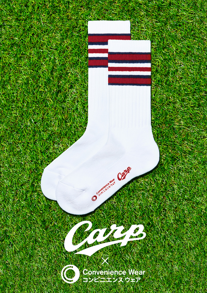 ラインソックス ファミマ ショート　広島東洋カープ22-25cm A26 白のみ ファミマ「コンビニエンスウェア×広島東洋カープ」靴下/タオルが
