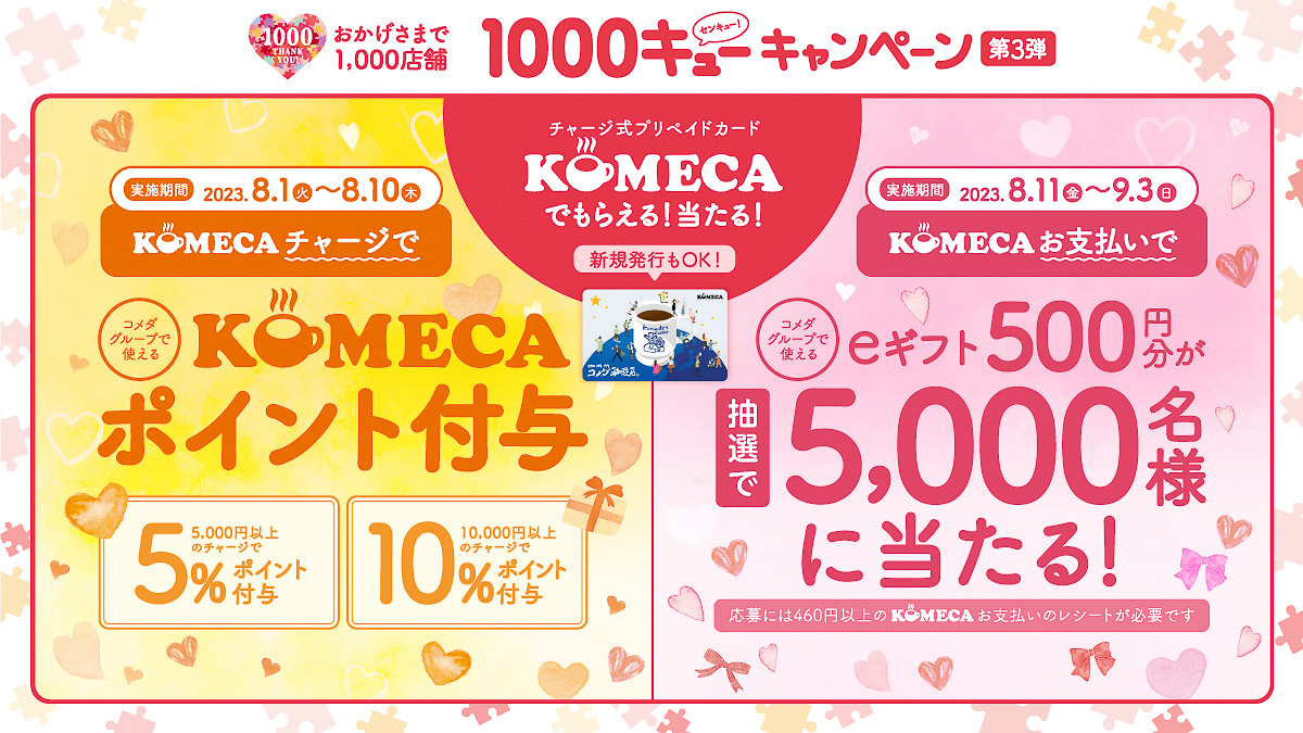 コメダグループ1000店舗記念キャンペーンの第3弾