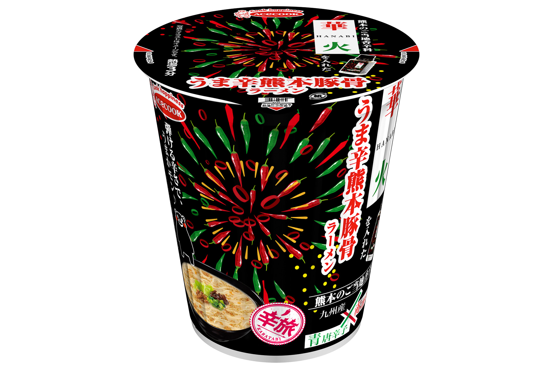 エースコック「辛旅 うま辛熊本豚骨ラーメン 華火入り」