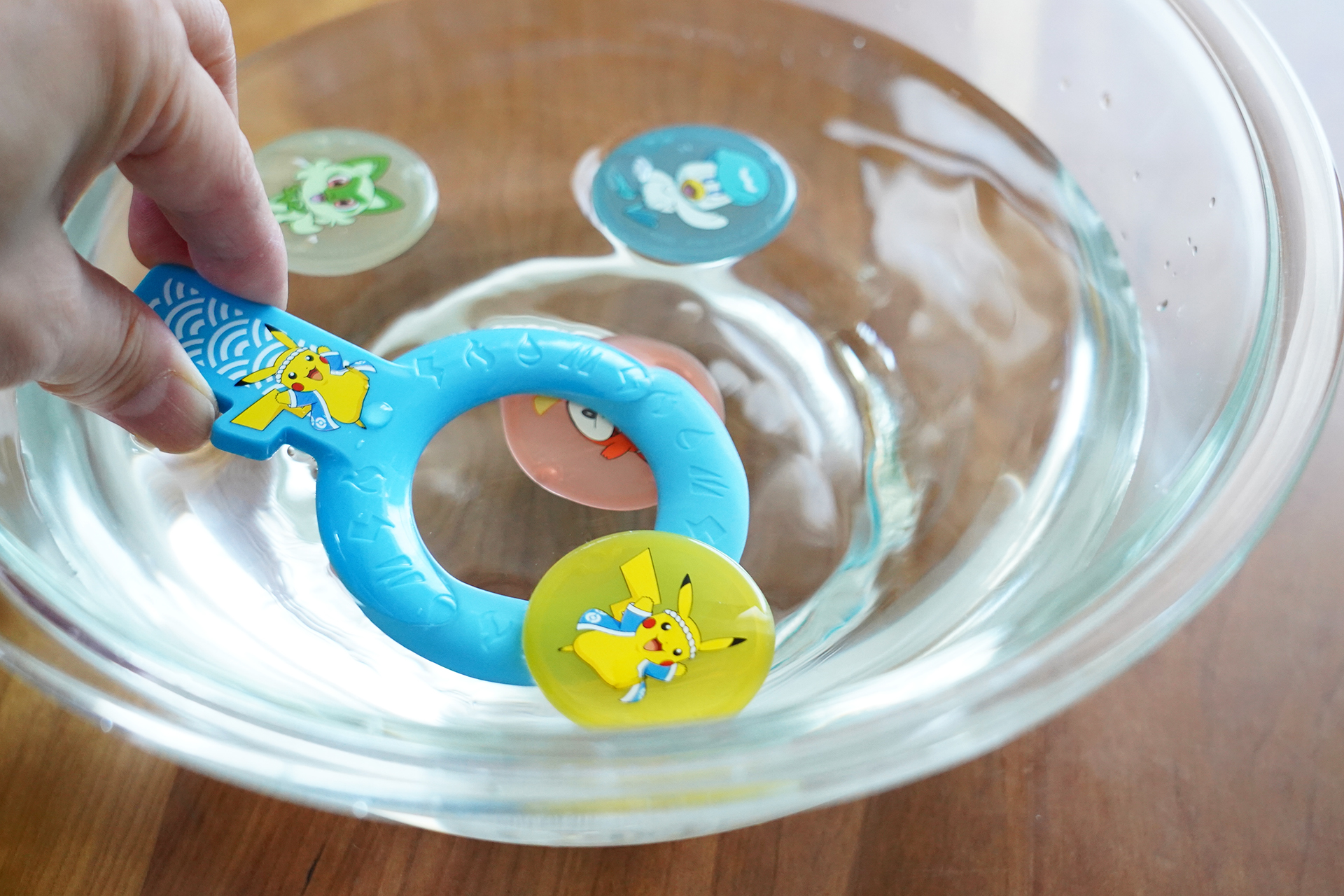 ポイを使ってディスクをすくう