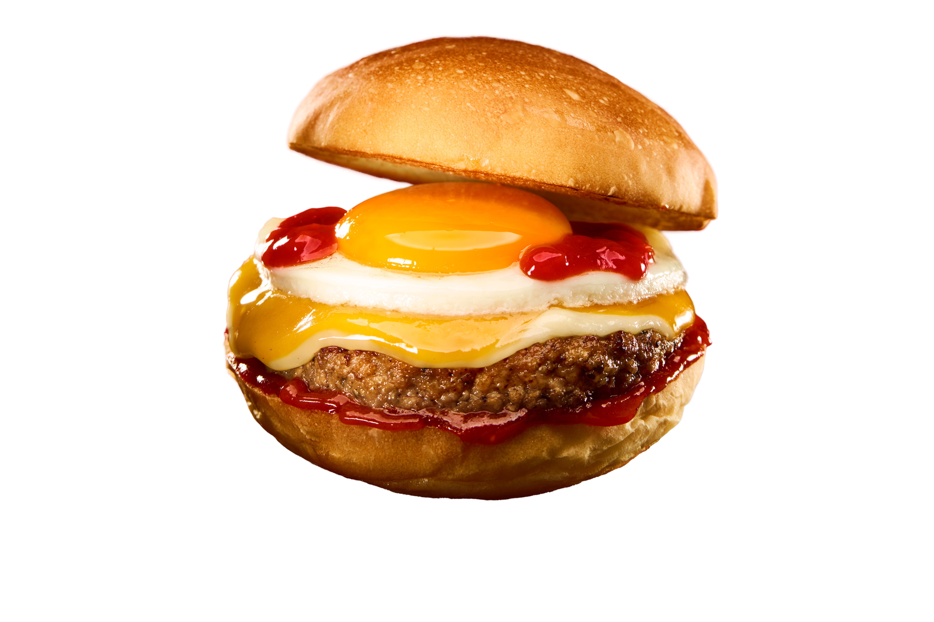 「半熟月見 旨辛絶品チーズバーガー」（590円～）