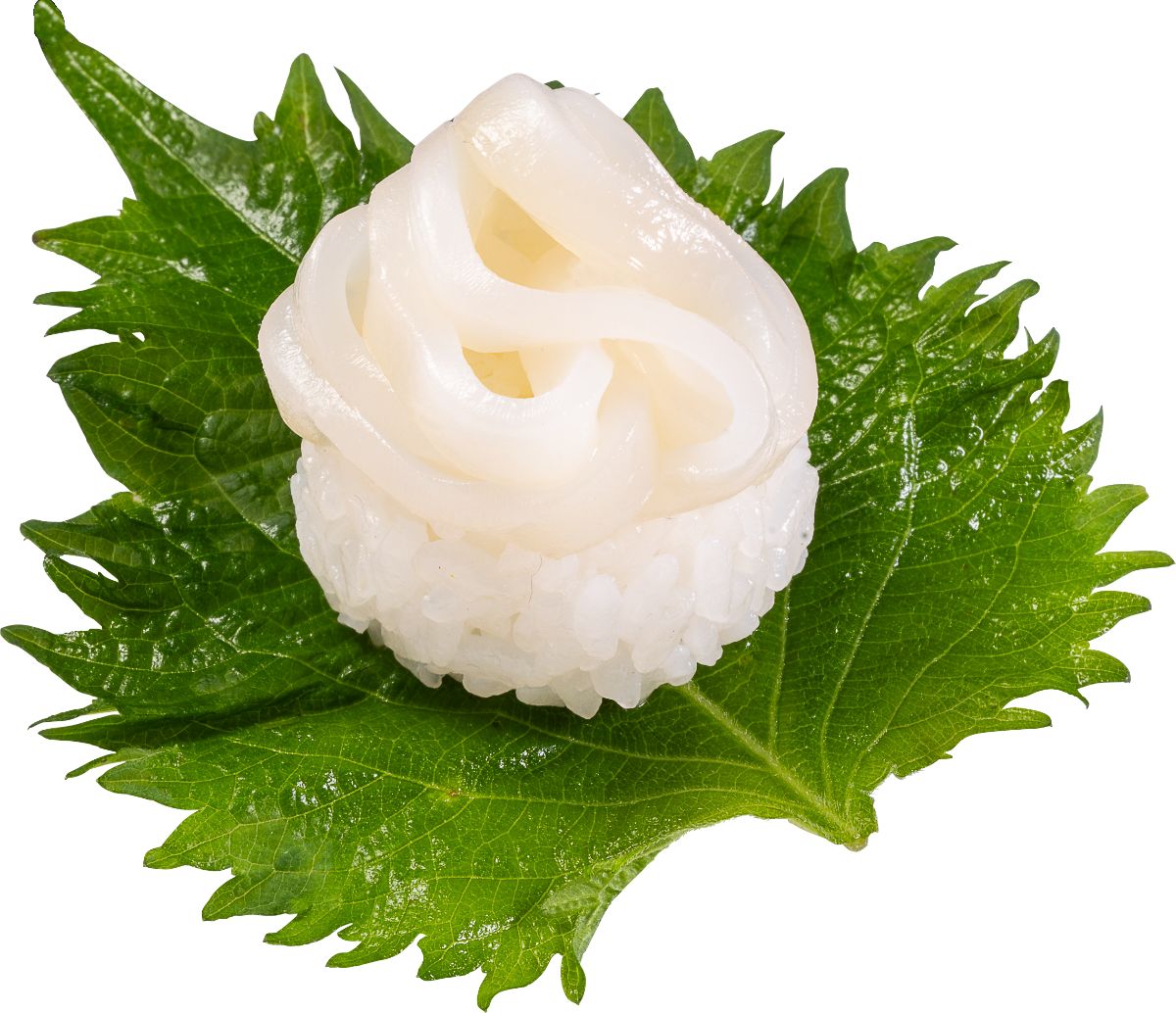 「北海道産 スルメイカソーメン大葉包み」（1貫110円）