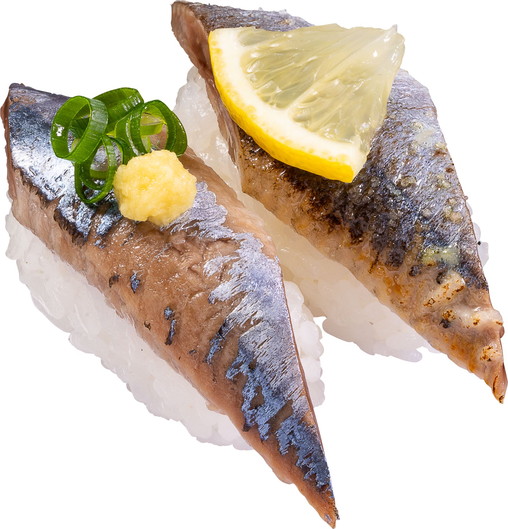 店内切付 直火炙り「北海道産 さんまの食べ比べ（生・塩炙り）」（2貫275円）