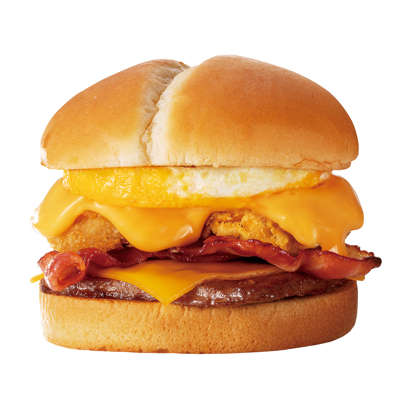 通常パティの半分のサイズにして「月見C.B.P.バーガー」の醍醐味を手軽に楽しめるようにした「Jr.月見C.B.P.バーガー」（単品700円）