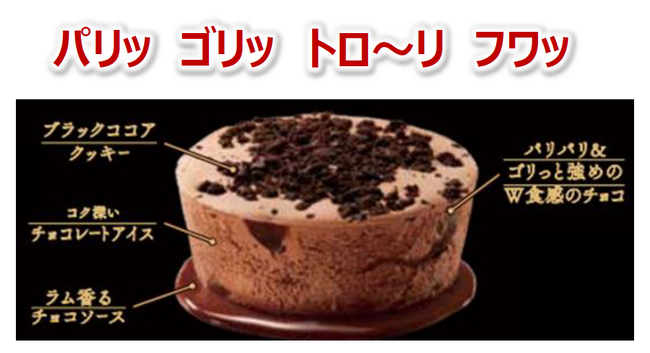 チョココーチング・チョコソース・チョコアイス・ブラックココアクッキーが楽しめる