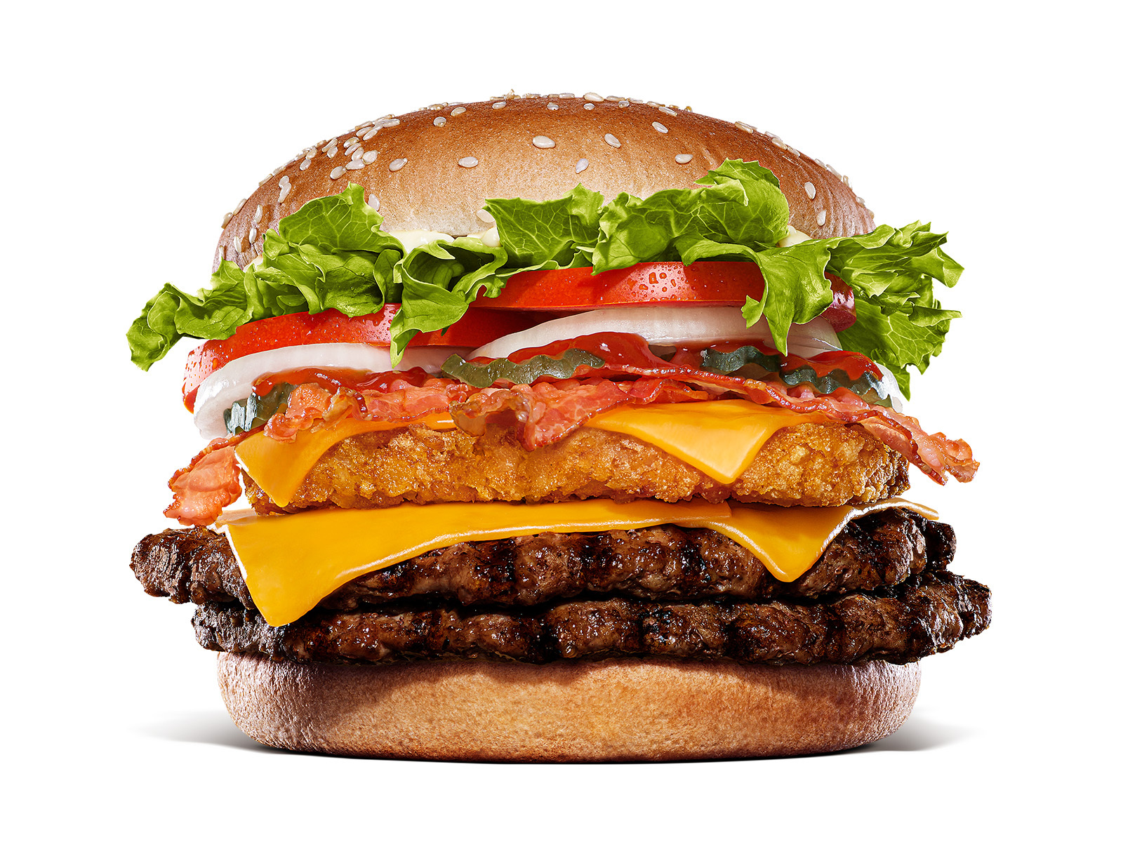 「デラハッシュ ダブルビーフバーガー」（単品 1440円/セット 1740円）