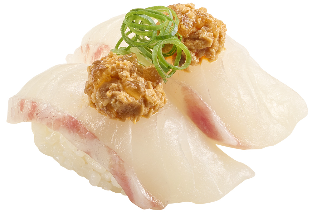 「活〆真鯛のあんこう肝のせ」