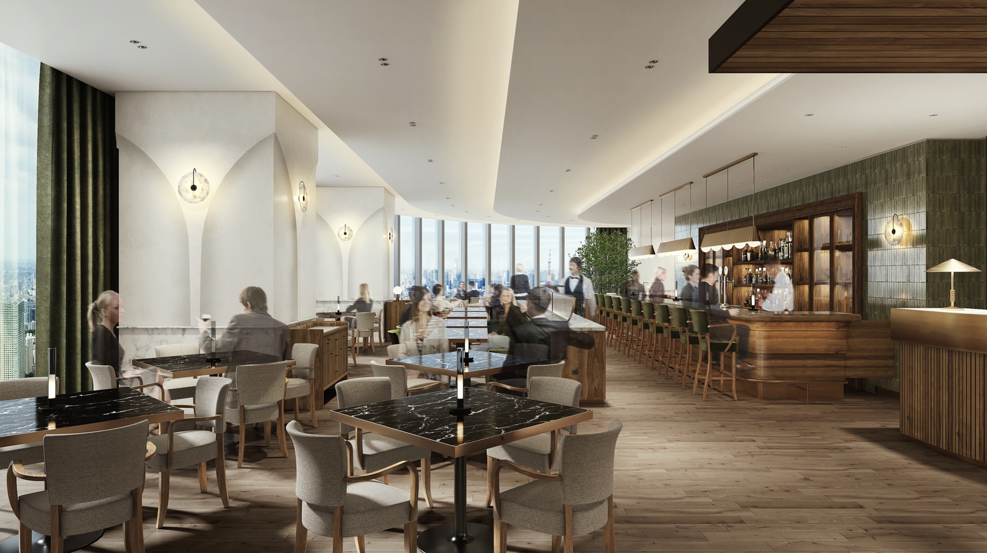 麻布台ヒルズの33階からの眺望を楽しめる「Dining 33」