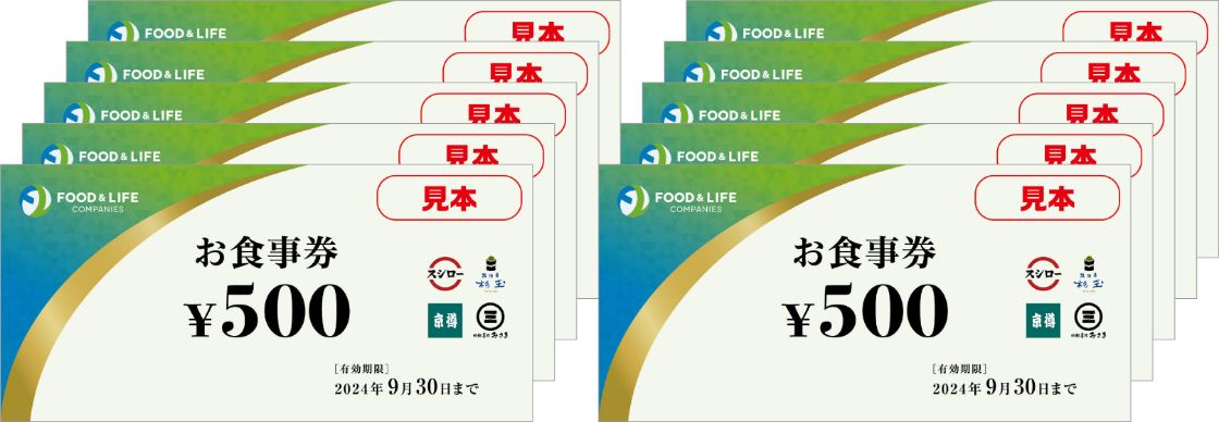 スシローで使用できる食事券5000円分