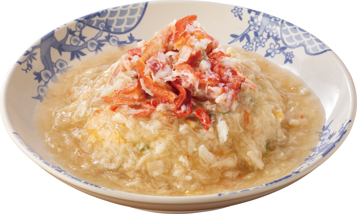 「本ずわい蟹あんかけチャーハン 蟹3倍（スープバー付）」（1318円）