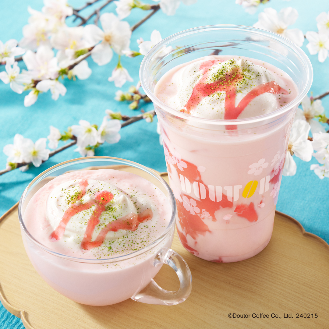 ドトールコーヒーショップ「アイス桜オレ～桜もち仕立て～」と「桜オレ（ホット）」