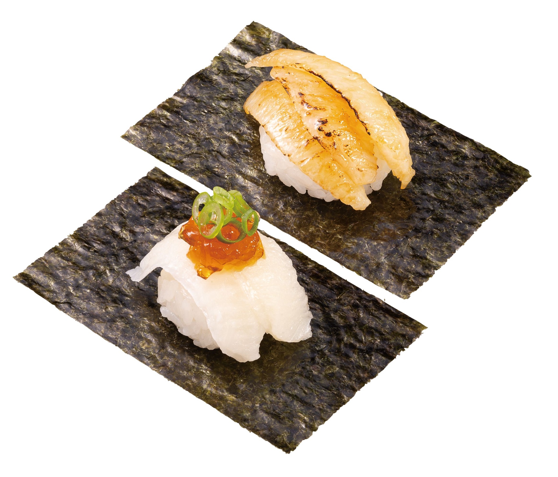 えんがわ包み食べ比べ（ポン酢ジュレのせ・焦がし醤油炙り）