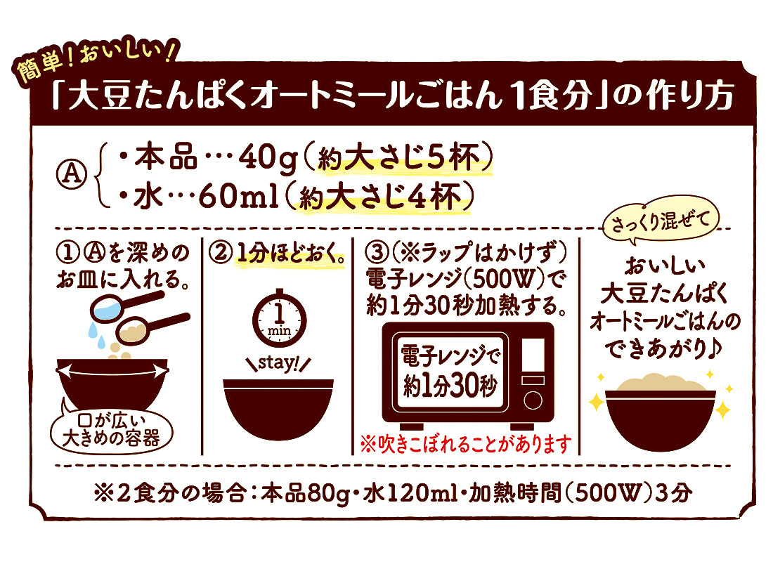 「大豆たんぱく オートミールごはん」の作り方
