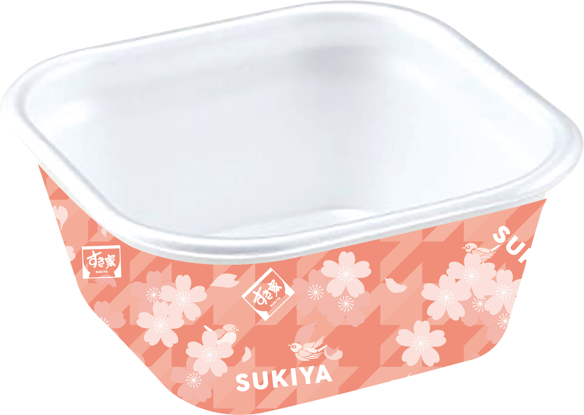 千鳥格子をベースにメジロと桜の花びらをあしらった春らしい希望を感じさせるデザイン