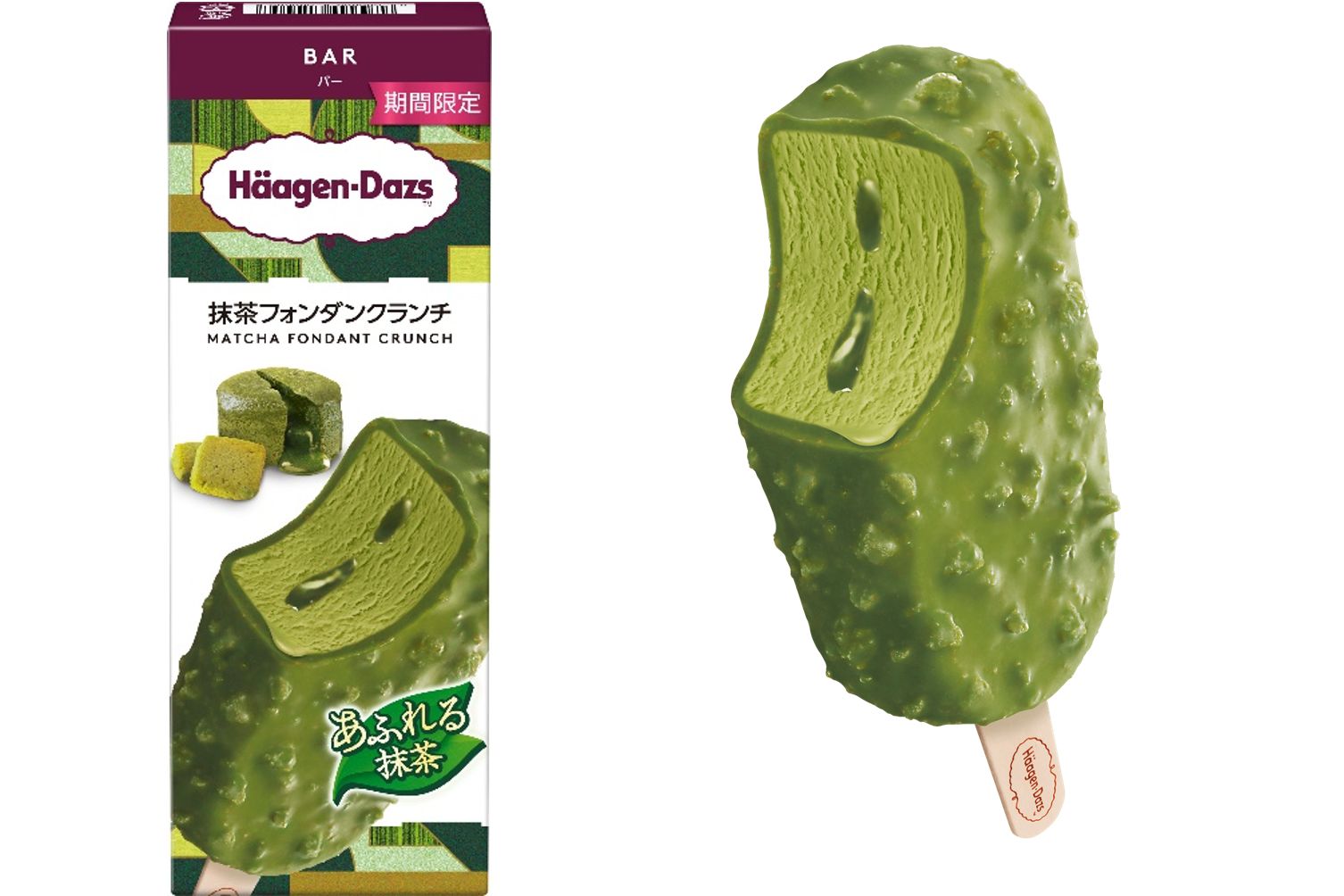ハーゲンダッツ バー「抹茶フォンダンクランチ」（351円前後）