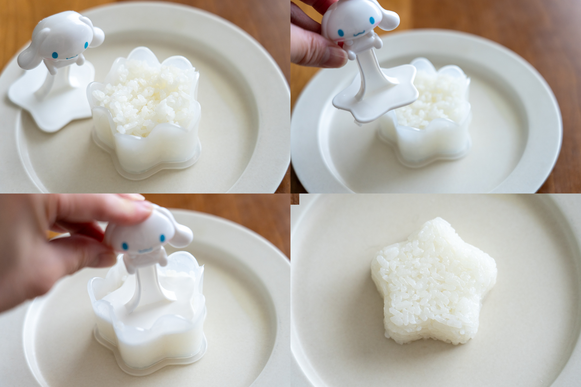 下のプレートをはずしてお皿の上にごはんを押し出す