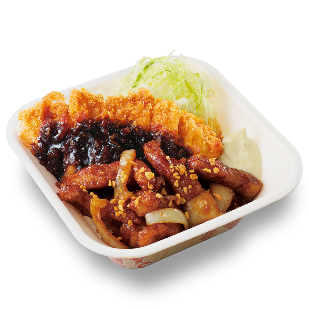 「トンテキとチキンカツの合い盛り弁当」（961円）
