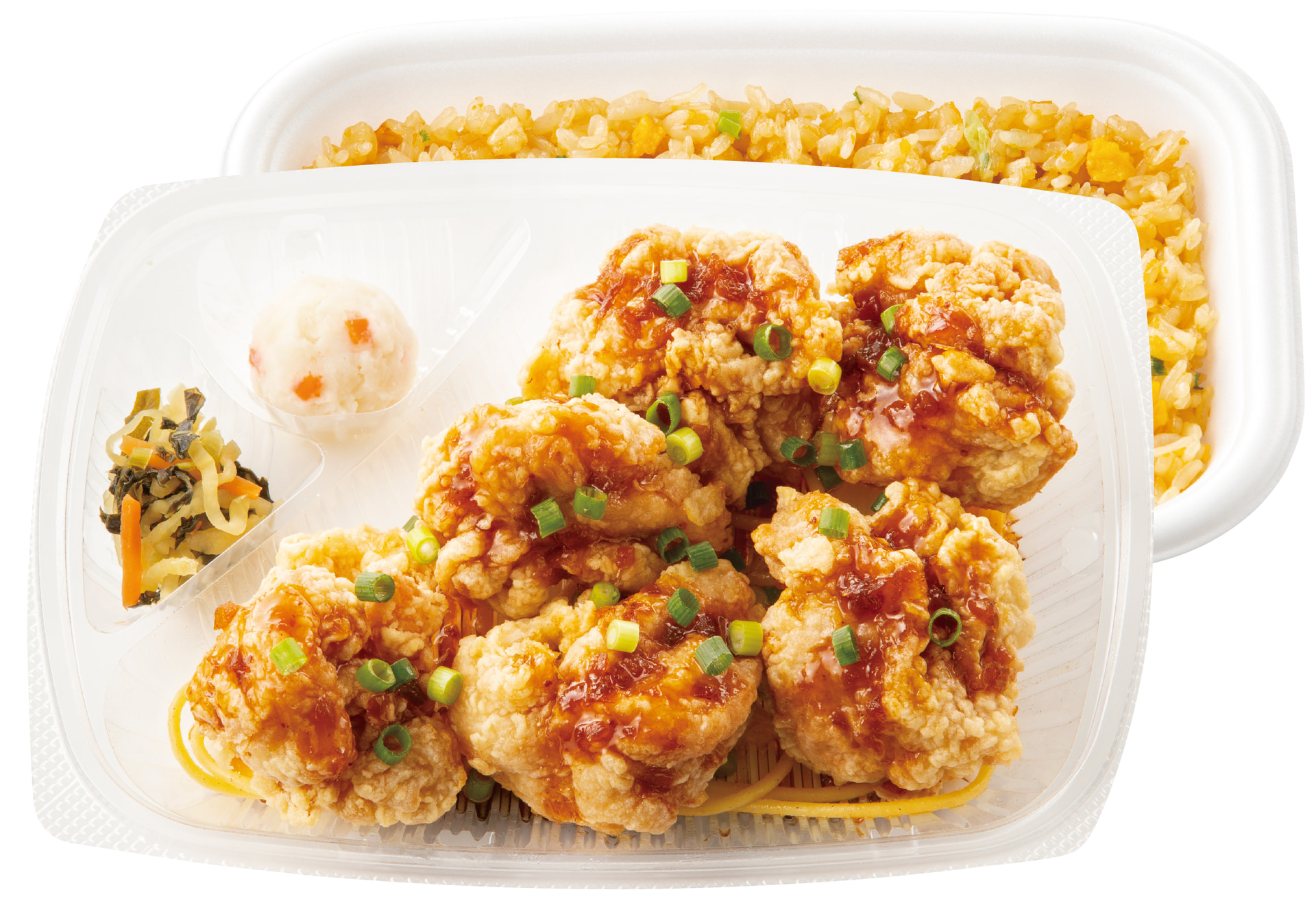 「6コ入り油淋鶏＆炒飯弁当」（990円）