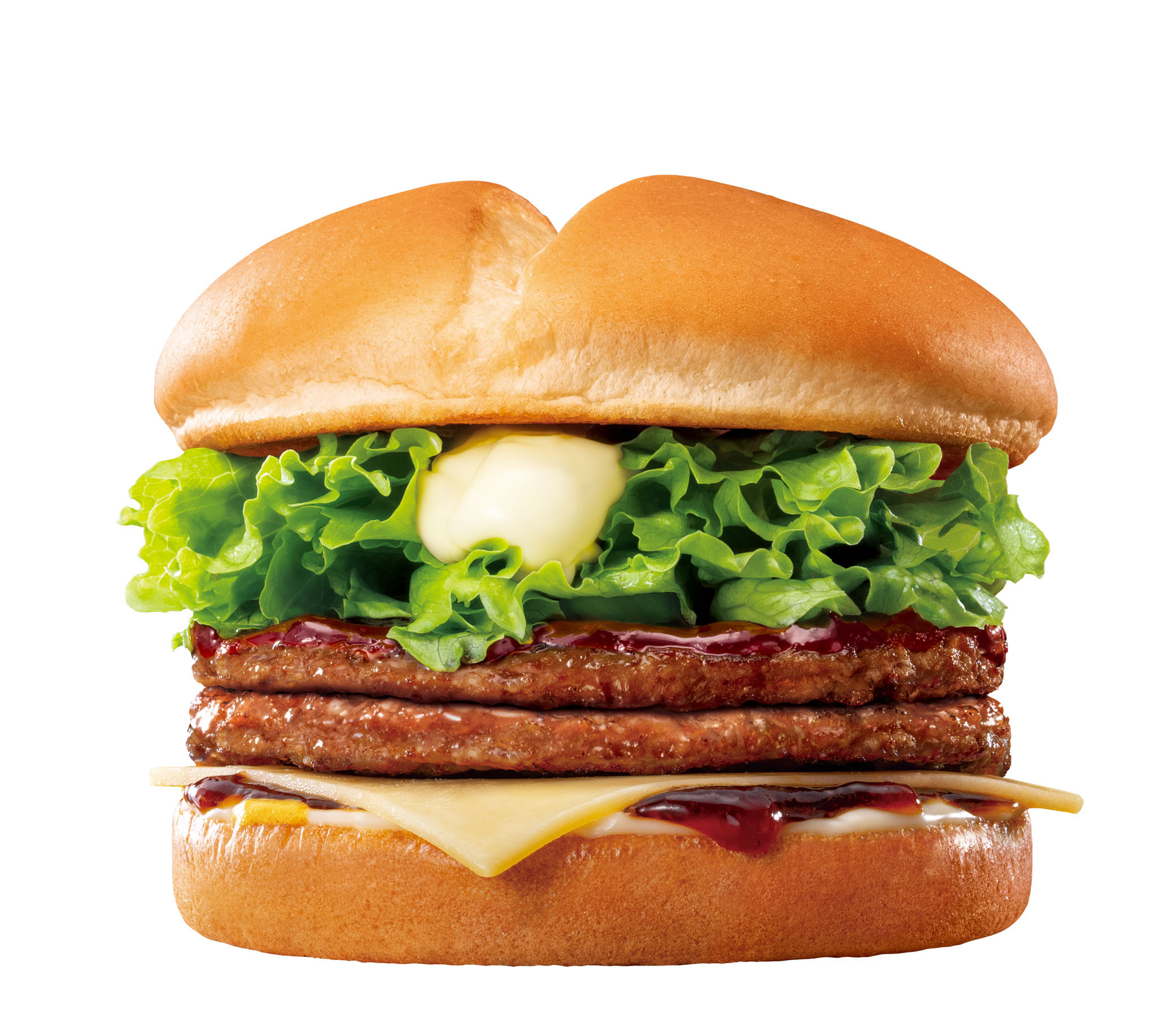 ダブルチーズてりやきバーガー（540円/MMセット 890円）