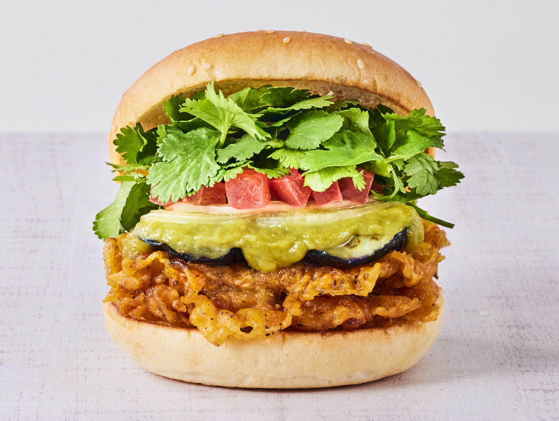 パクチーチキンバーガー グリーンカレー パクチー1倍